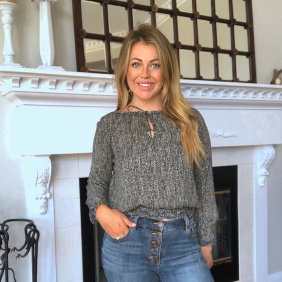 DIVIDED Black Polka Dot Mock Neck Blouse Sz 4 - Picture 2 of 7